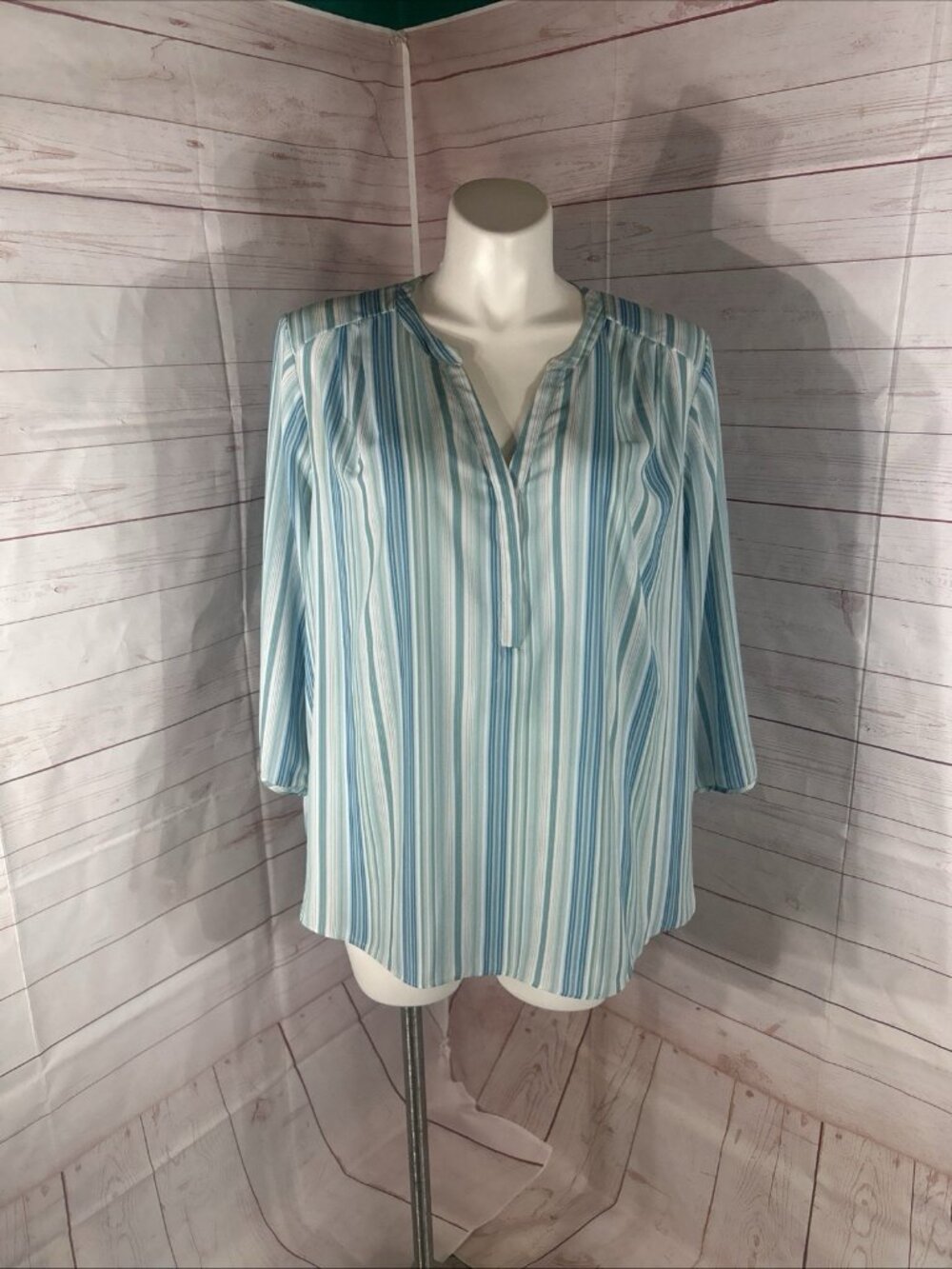 NYDJ Not Your Daughters Jeans Women’s Size 2X Pullover Tunic Top Blue Stripe - Picture 2 of 8